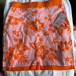 Pink tropical floral skirt